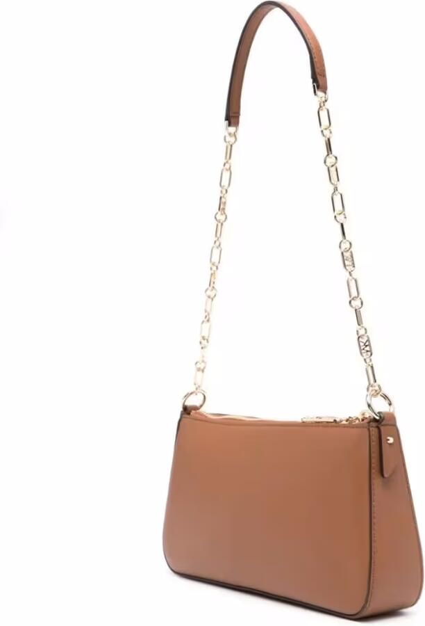 Michael Kors Bruine leren schoudertas met gouden details Brown Dames