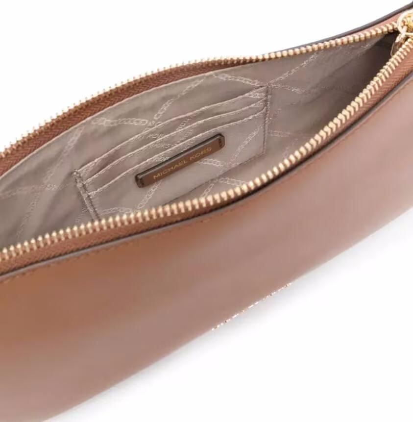 Michael Kors Bruine leren schoudertas met gouden details Brown Dames - Foto 2