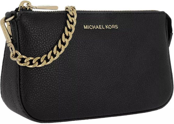 Michael Kors Zwarte leren handtas Gouden details Black Dames