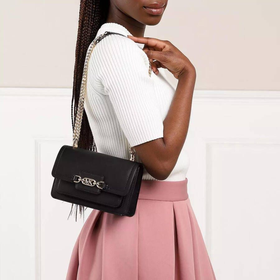 Michael Kors Kleine Zwarte Crossbody Tas met Gouden Details Black Dames