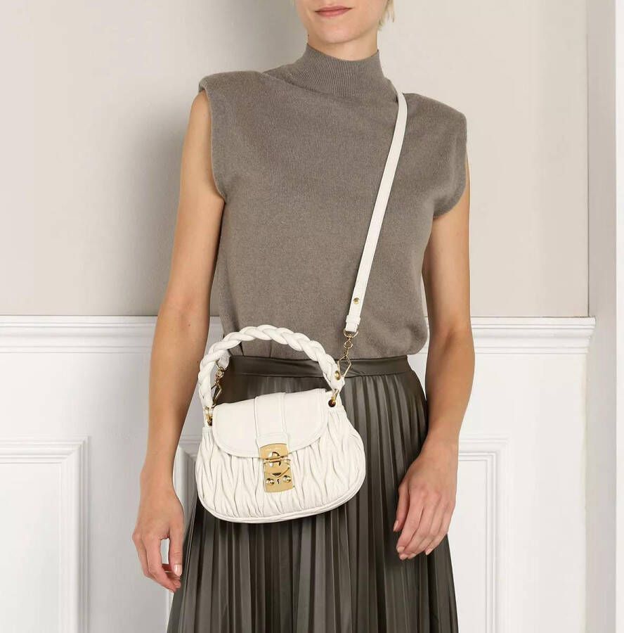 Miu Crossbody bags Coffer Shoulder Bag Matelasse Leather in wit