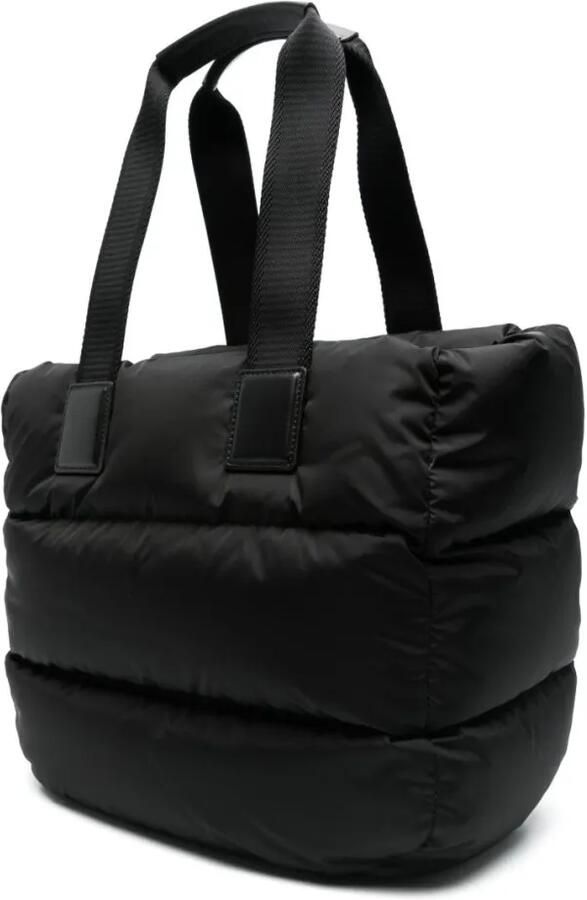 Moncler Shoppers & Totes Puffy Black Tote Bag With Top Zip And Dual Handles in zwart
