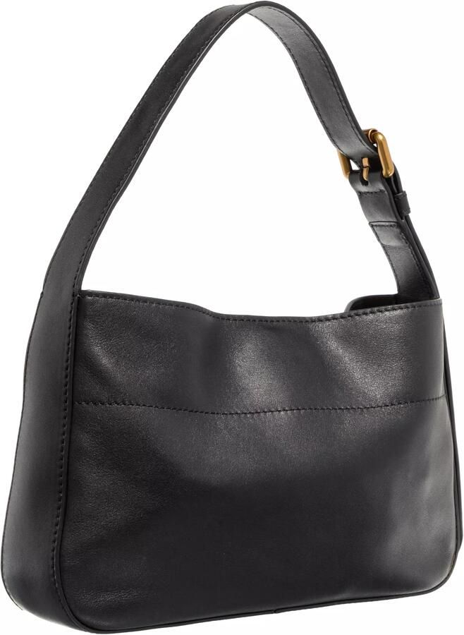 Moschino Zwarte Leren Schoudertas met Contrasterend Logo Black Dames
