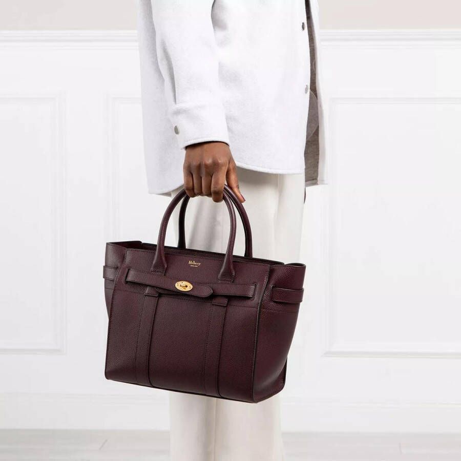 Mulberry Totes Bay Small Zipped Classic Grain in rood