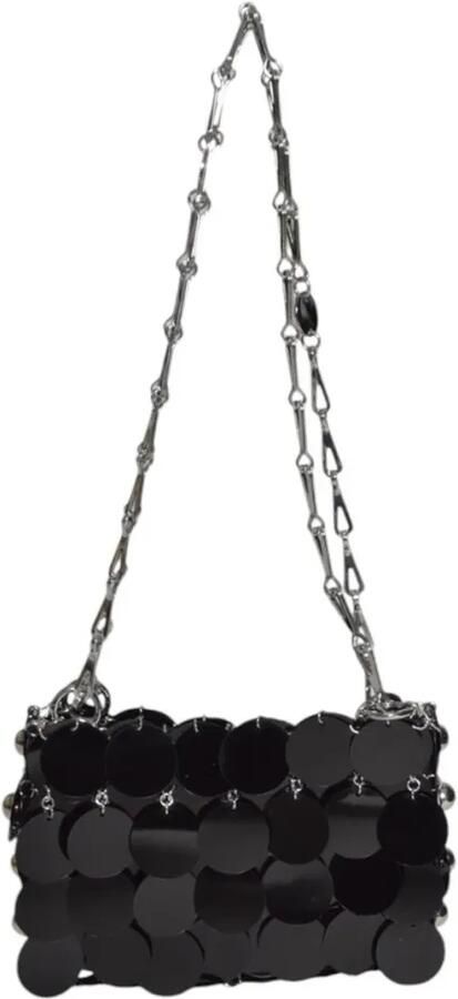 Paco Rabanne Hobo bags Sparkle Black Faille Studded Bag in zwart