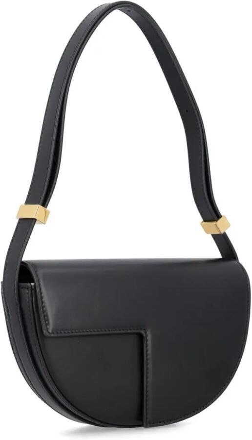 Patou Zwarte Nappa Leren Asymmetrische Schoudertas Black Dames