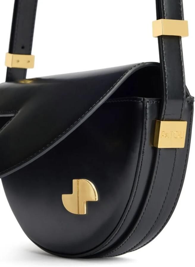 Maison Margiela Hobo bags Textured Black Calf Leather Circular Bag in zwart