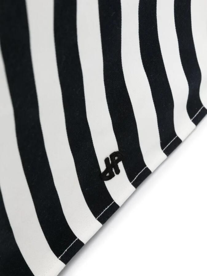 Patou Shoppers & Totes White Black Cotton Canvas Bag With Striped Print in wit