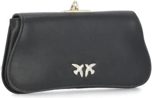 Pinko Zwarte Pochette Tas met Metalen Handvat Black Dames - Foto 2