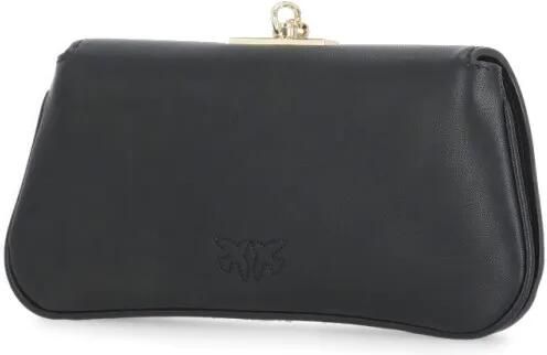 Pinko Zwarte Pochette Tas met Metalen Handvat Black Dames - Foto 4