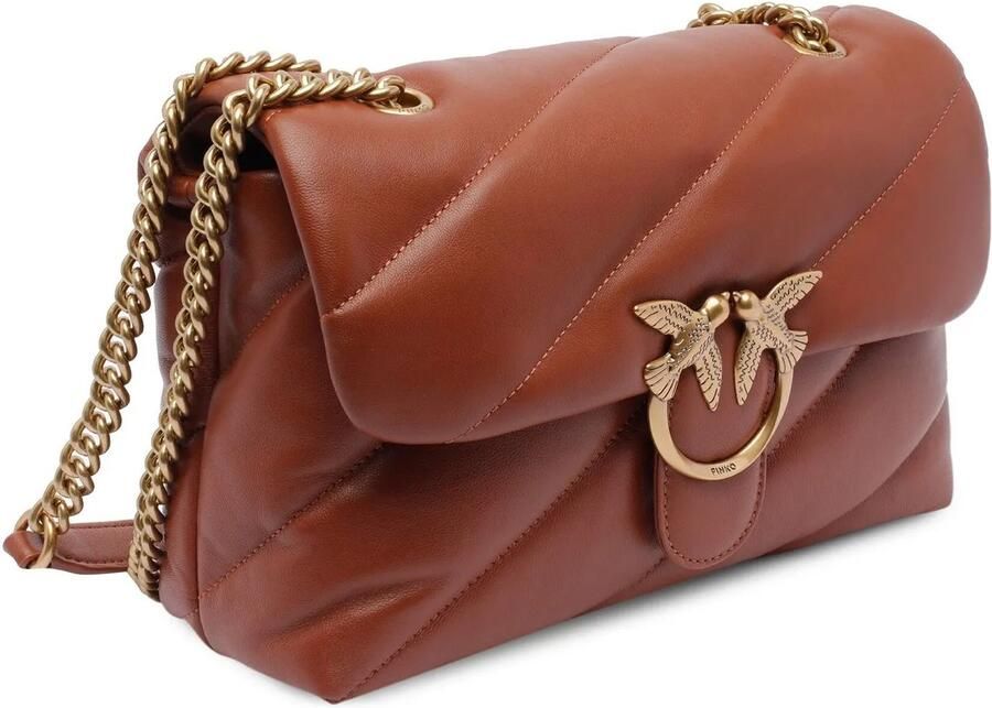 Pinko Gewatteerde Love Classic Schoudertas met verguld logo Brown Dames - Foto 3