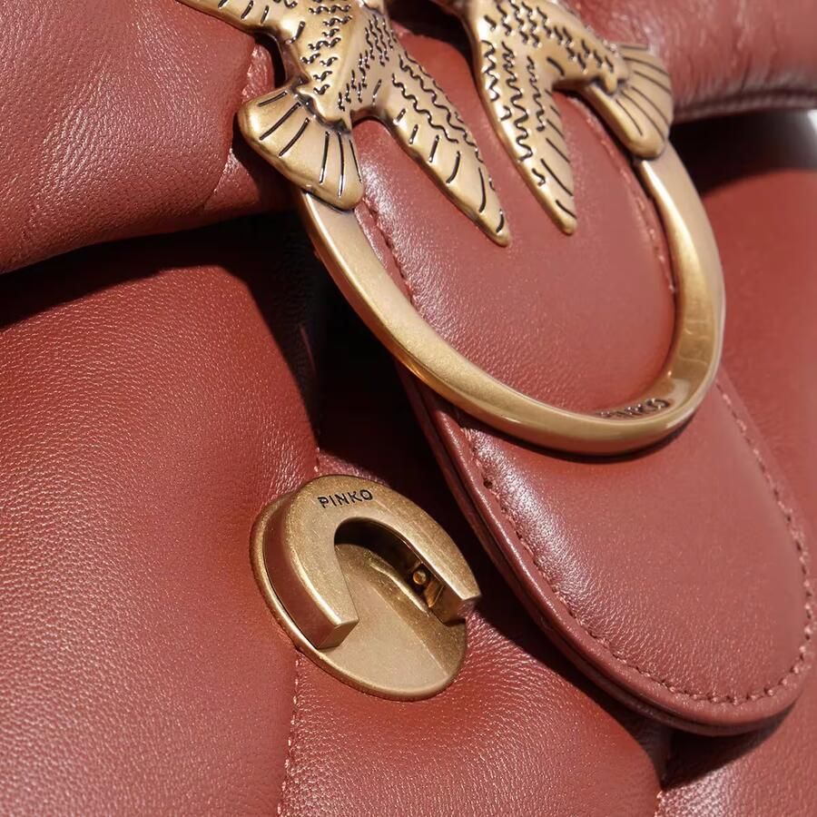 Pinko Bruine leren schoudertas met Love Birds Brown Dames