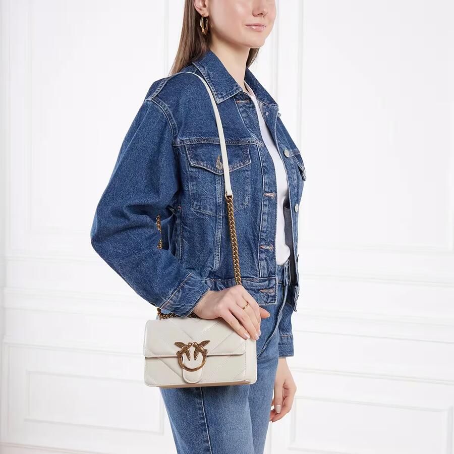 Pinko Witte Leren Schoudertas met Ketting White Dames - Foto 4