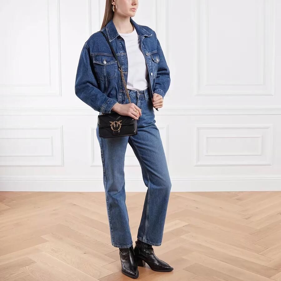 Pinko Gewatteerde leren crossbody tas met liefdesvogels Black Dames - Foto 4