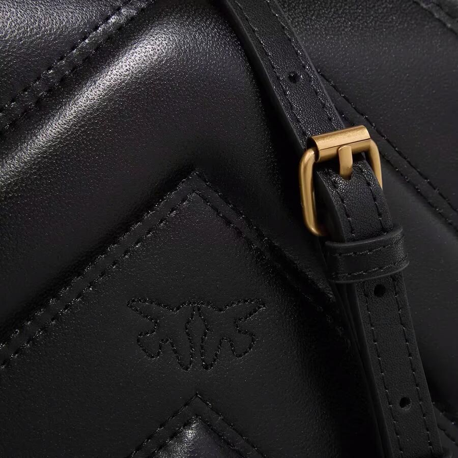 Pinko Gewatteerde leren crossbody tas met liefdesvogels Black Dames