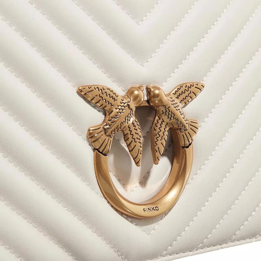 Pinko Klassieke Love Bag Click in Chevron Gewatteerd Nappa Leer White Dames - Foto 3