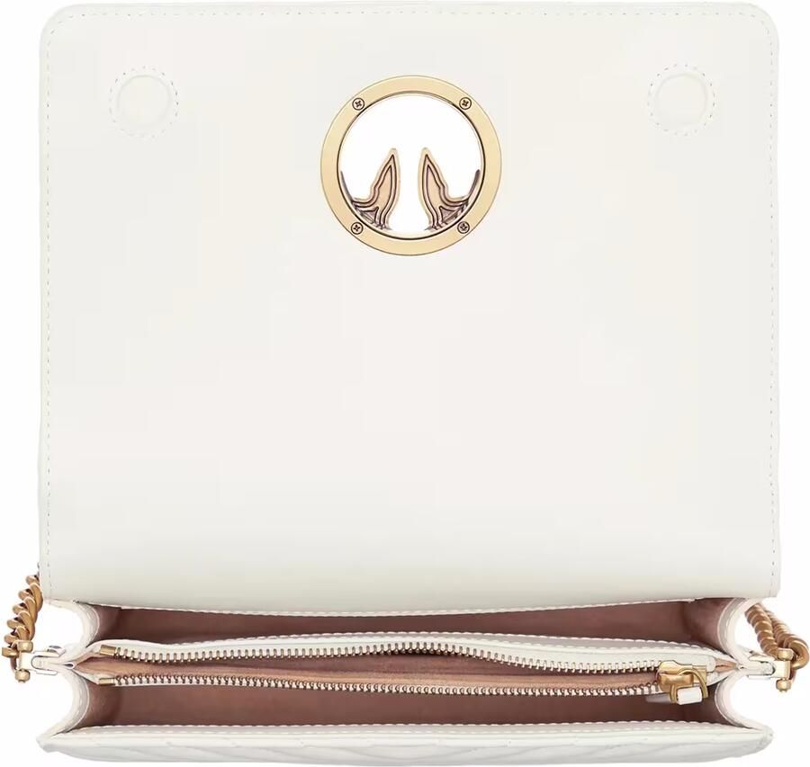 Pinko Klassieke Love Bag Click in Chevron Gewatteerd Nappa Leer White Dames