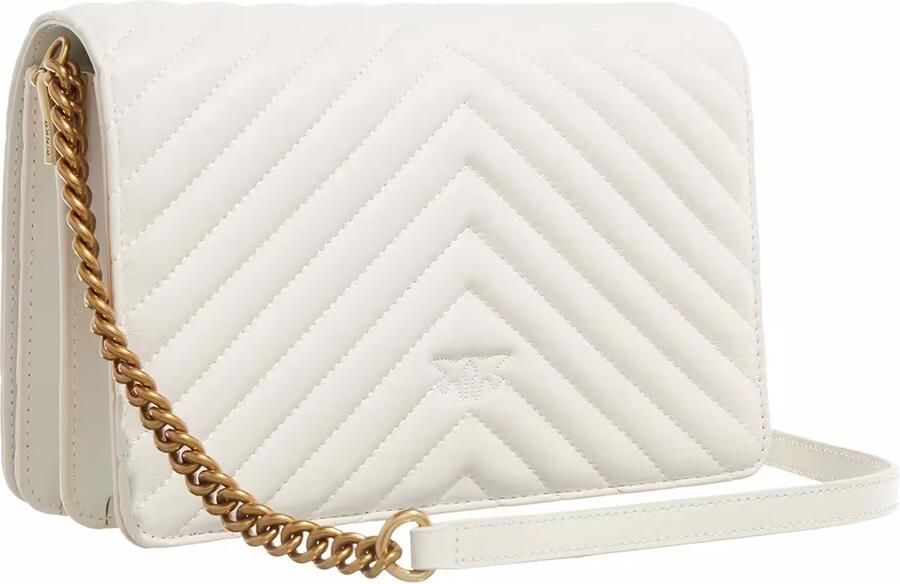 Pinko Klassieke Love Bag Click in Chevron Gewatteerd Nappa Leer White Dames - Foto 2