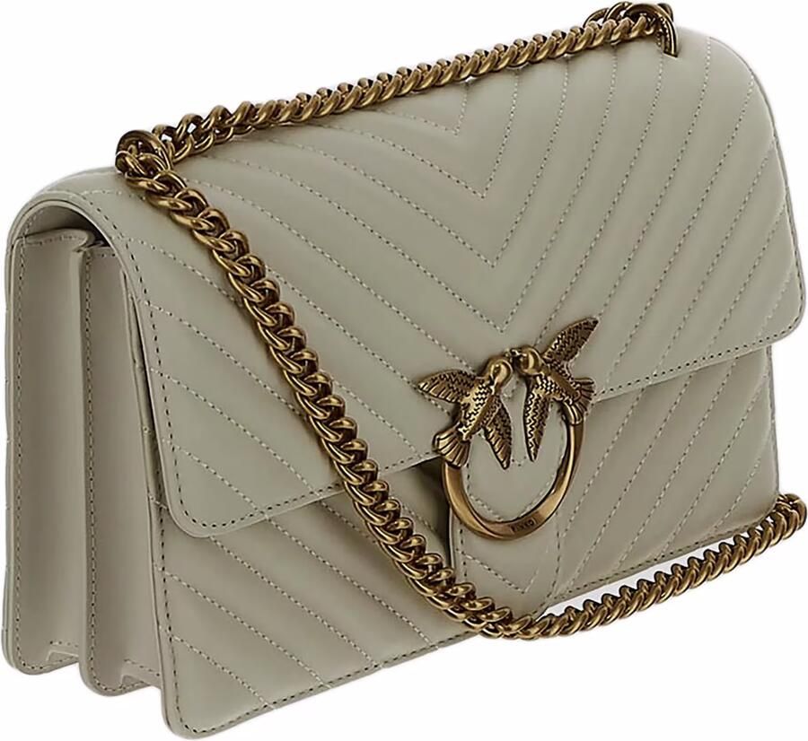 Pinko Witte leren Chevron Gewatteerde Schoudertas White Dames - Foto 4