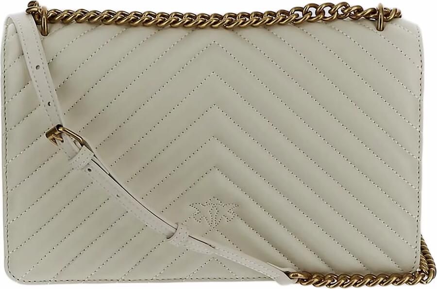 Pinko Witte leren Chevron Gewatteerde Schoudertas White Dames - Foto 2