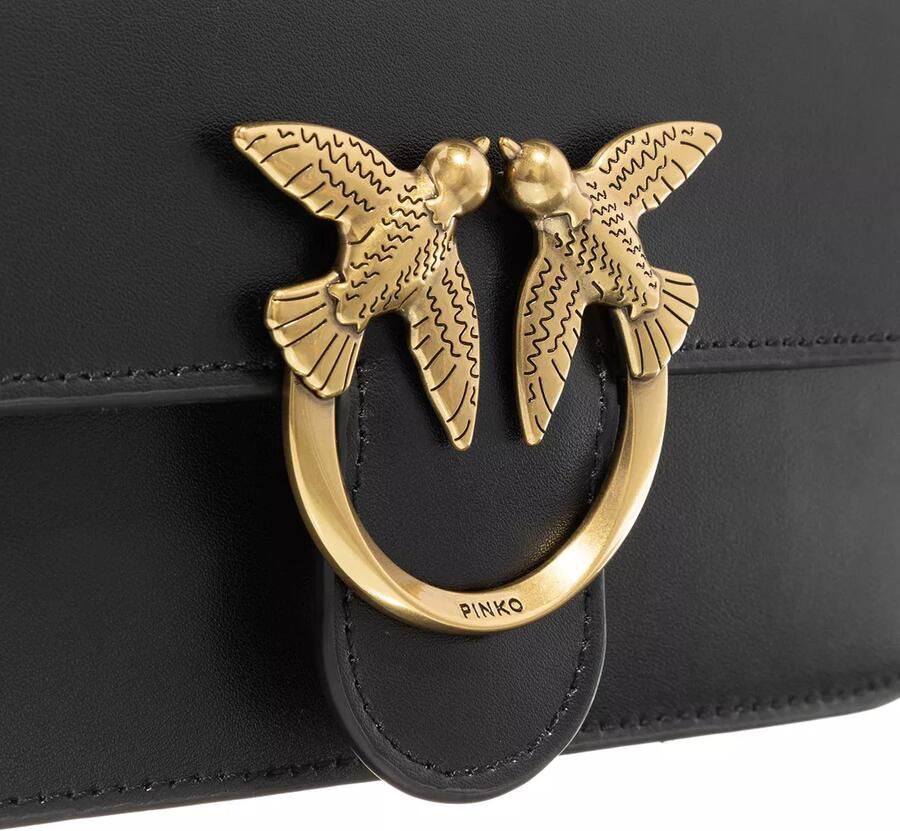Pinko Love One Simply DC Mini Zwarte Leren Tas Black Dames - Foto 2