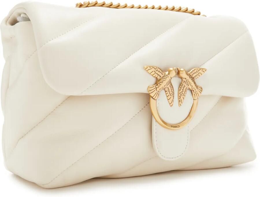 Pinko Gewatteerde Sheepskin Schoudertas met Love Birds White Dames - Foto 3