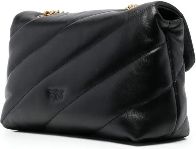 Pinko Hobo bags Love Classic Puff Quilted Black Shoulder Bag in zwart