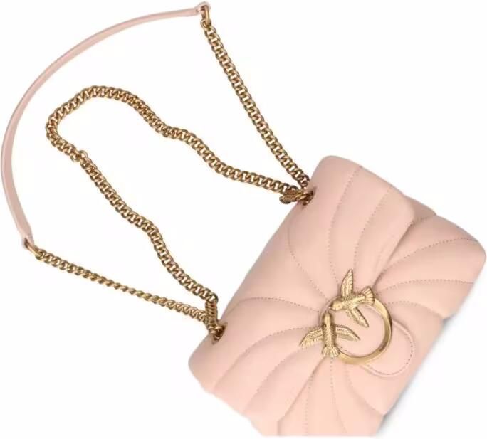 Pinko Hobo bags Quilted Bag With Circular Clasp And Chain Strap in roze
