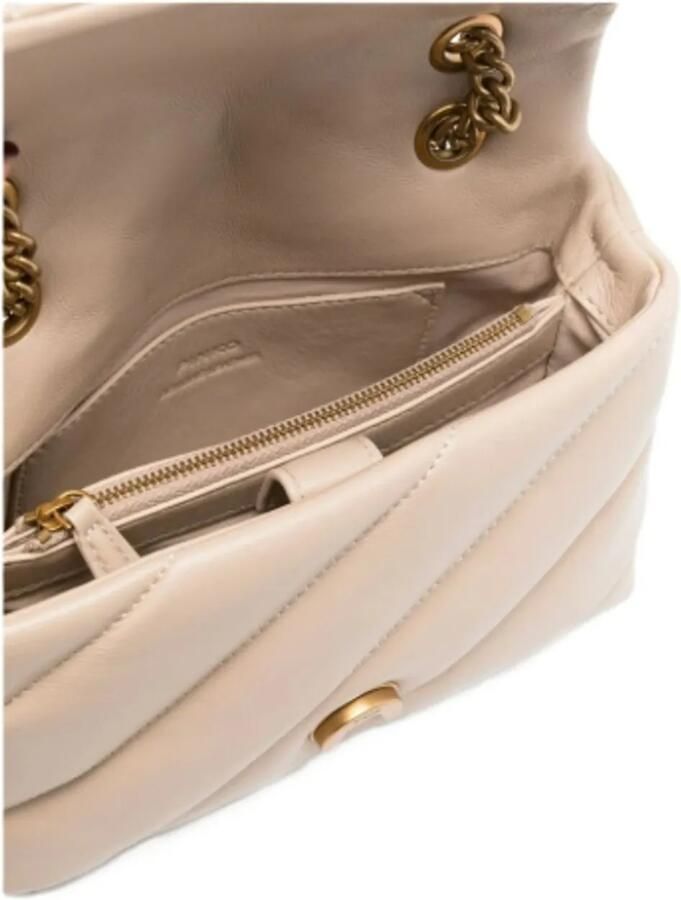 Pinko Hobo bags Quilted Beige Bag With Gold-Tone Embellishment And in beige