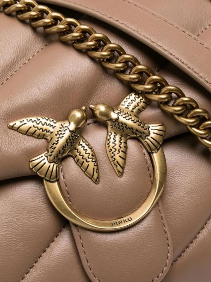 Pinko Hobo bags Quilted Calf Leather Shoulder Bag in bruin
