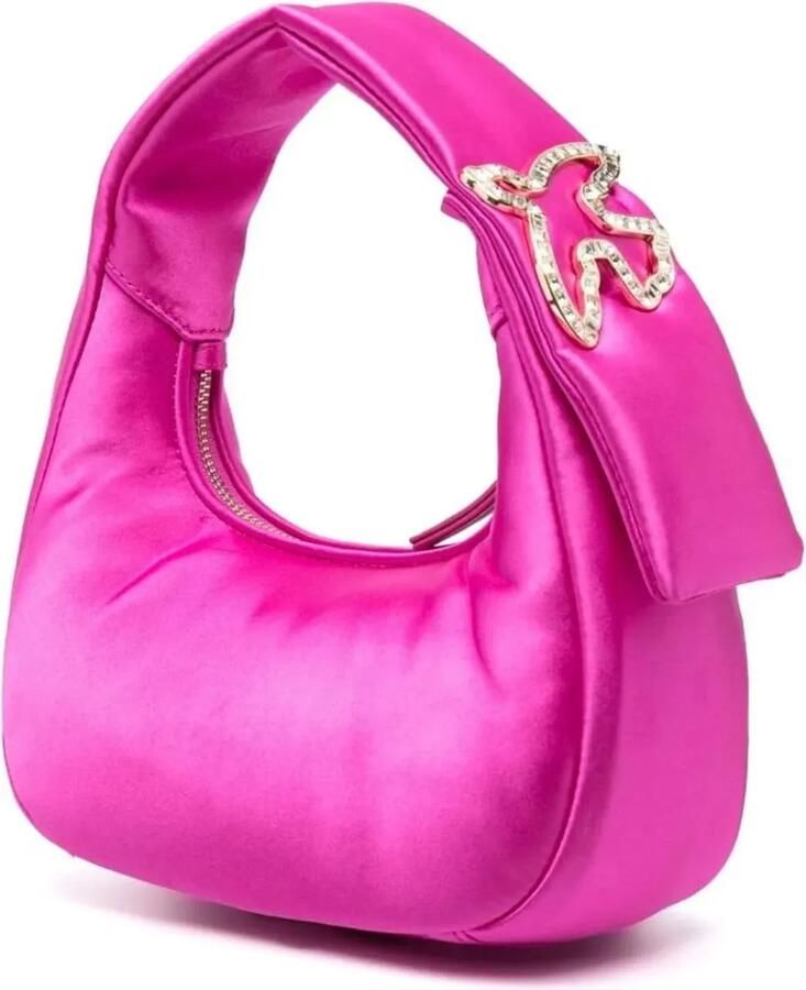 Pinko Fuchsia Satijn-Afgewerkte Tas met Kristallen Versiering Pink Dames