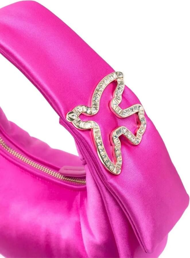 Pinko Fuchsia Satijn-Afgewerkte Tas met Kristallen Versiering Pink Dames - Foto 5