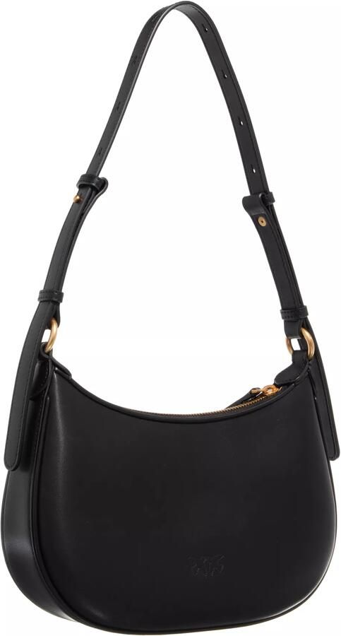 Pinko Halvemaan Leren Schoudertas met Love Birds Appliqué Black Dames - Foto 3