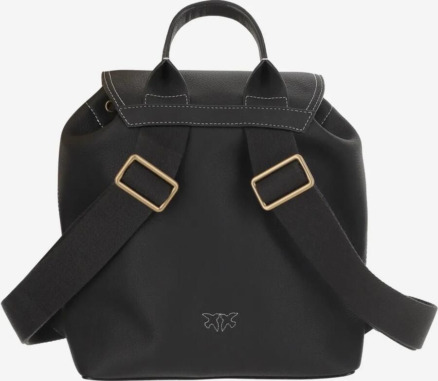 Pinko Leren rugzak met Love Birds borduurwerk Black Dames