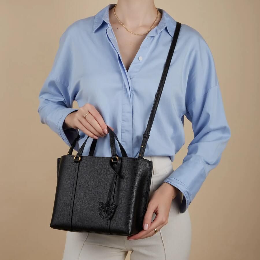 Pinko Klassieke Zwarte Handtas met Handvatten en Afneembare Schouderriem Black Dames - Foto 3
