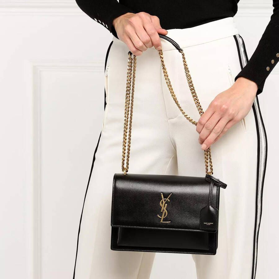 Saint Laurent Crossbody bags Medium Sunset Crossbody Bag Grained Leather in zwart