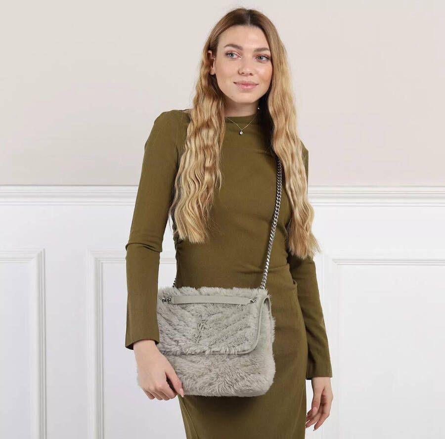 Saint Laurent Crossbody bags Niki Medium Chain Bag Shearling in grijs