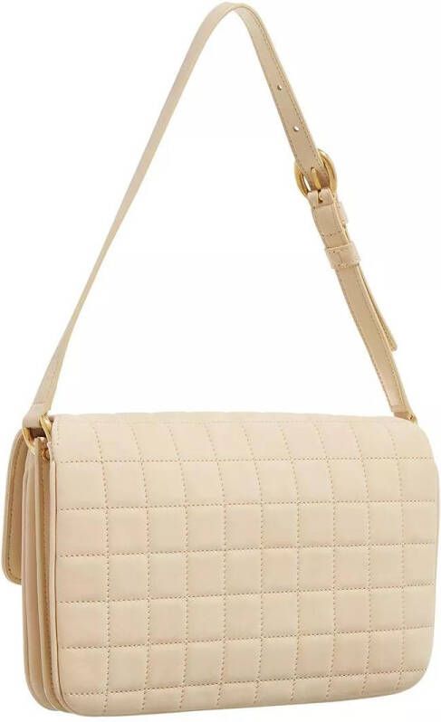 Saint Laurent Hobo bags Le Maillon Satchel In Quilted Nubuck Suede in crème