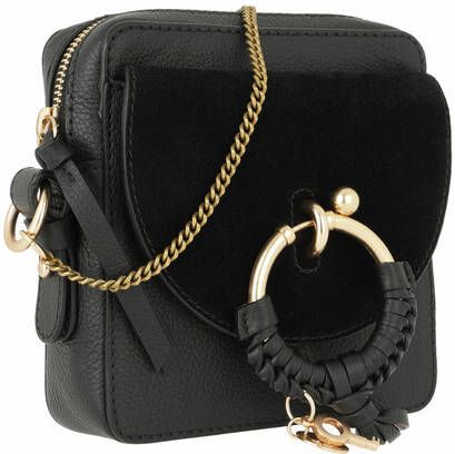 See by Chloé Joan Mini Crossbody Bag in Black Grained Cowskin and Suede Zwart Dames