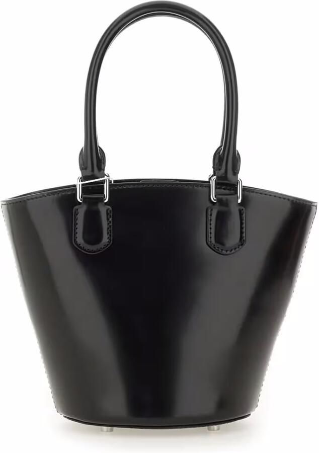 Self-portrait Shoppers & Totes Structured Black Leather Tote With Detachable Char in zwart