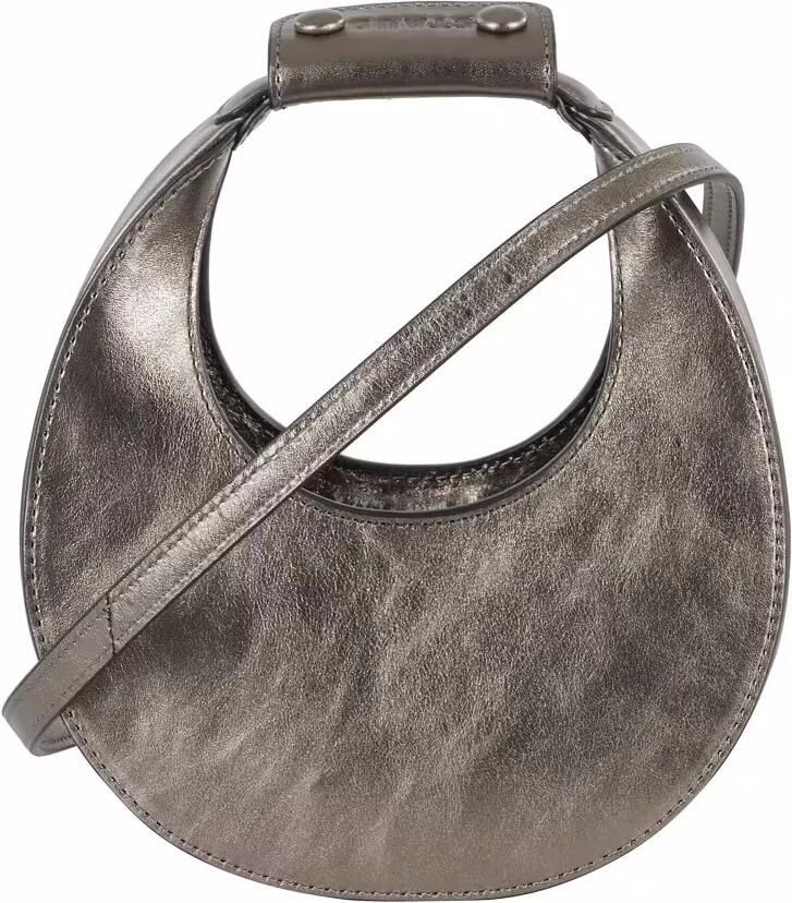 Staud Hobo bags Crescent-Shaped Bronze Leather Bag in staalgrijs