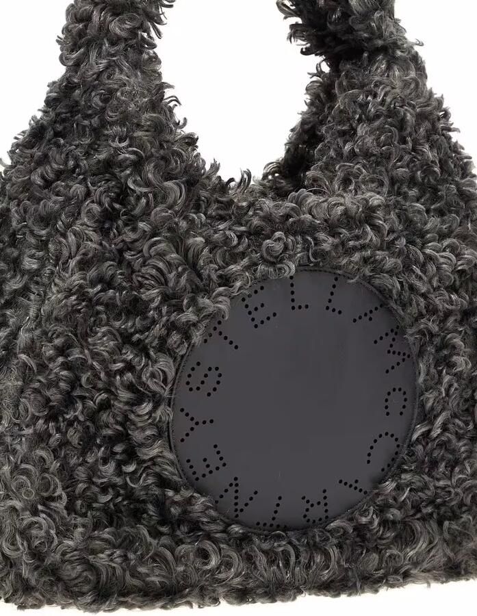 Stella Mccartney Faux-Fur Grijze Tassen met Appliqué Logo Gray Dames