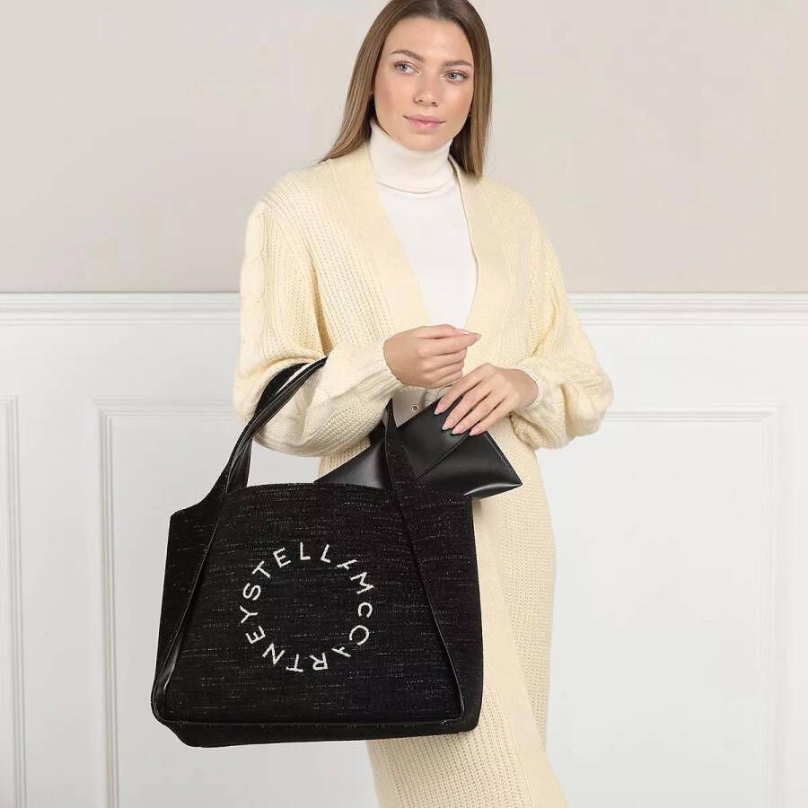 Stella Mccartney Totes Tote Bag with Stella-Logo from Chenille-Jacquard in zwart