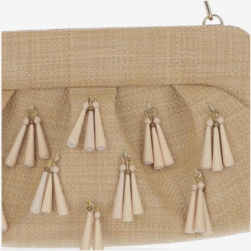 Themoirè Clutches Emera Paper Fringes Clutch Bag in beige
