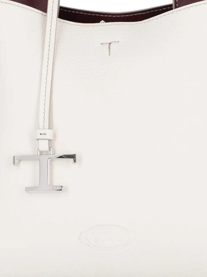 TOD'S Crossbody bags Textured White Leather Handbag With Silver Charm in wit - Foto 3