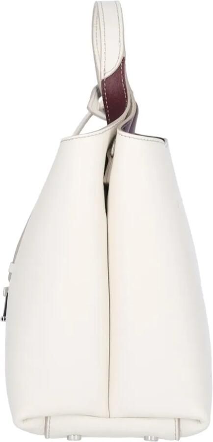 TOD'S Crossbody bags Textured White Leather Handbag With Silver Charm in wit - Foto 4