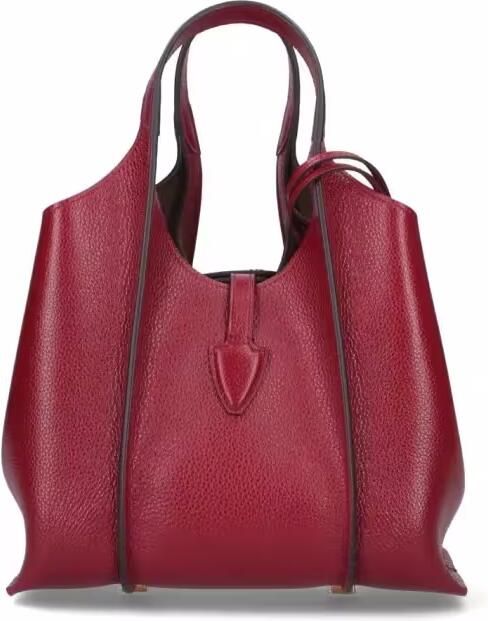 TOD'S Hobo bags Small Bordeaux Textured Calfskin Shoulder Bag in rood