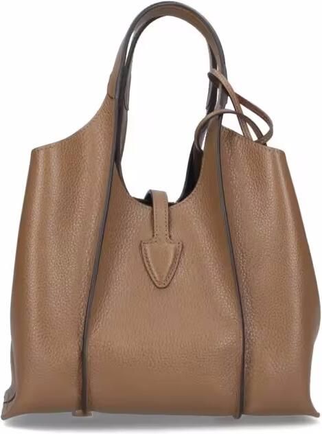 TOD'S Hobo bags Small Brown Pebbled Leather Shoulder Bag in bruin