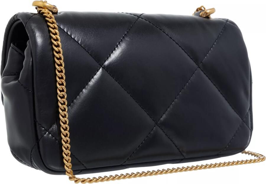 TORY BURCH Gewatteerde leren mini tas met metalen logo Black Dames