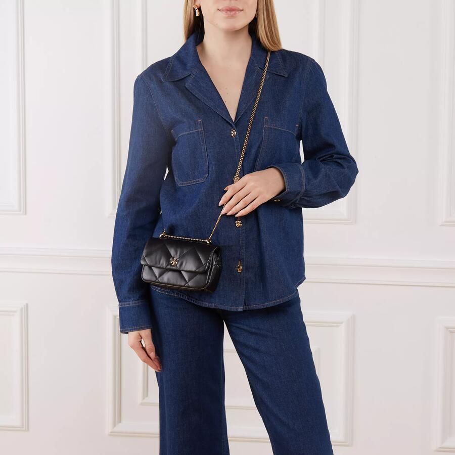 TORY BURCH Gewatteerde leren mini tas met metalen logo Black Dames - Foto 2